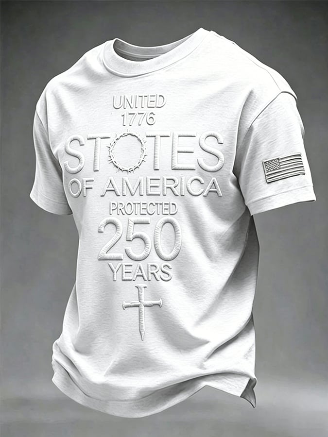 Men's Vintage Independence Day Eagle Flag Print Art T-shirt