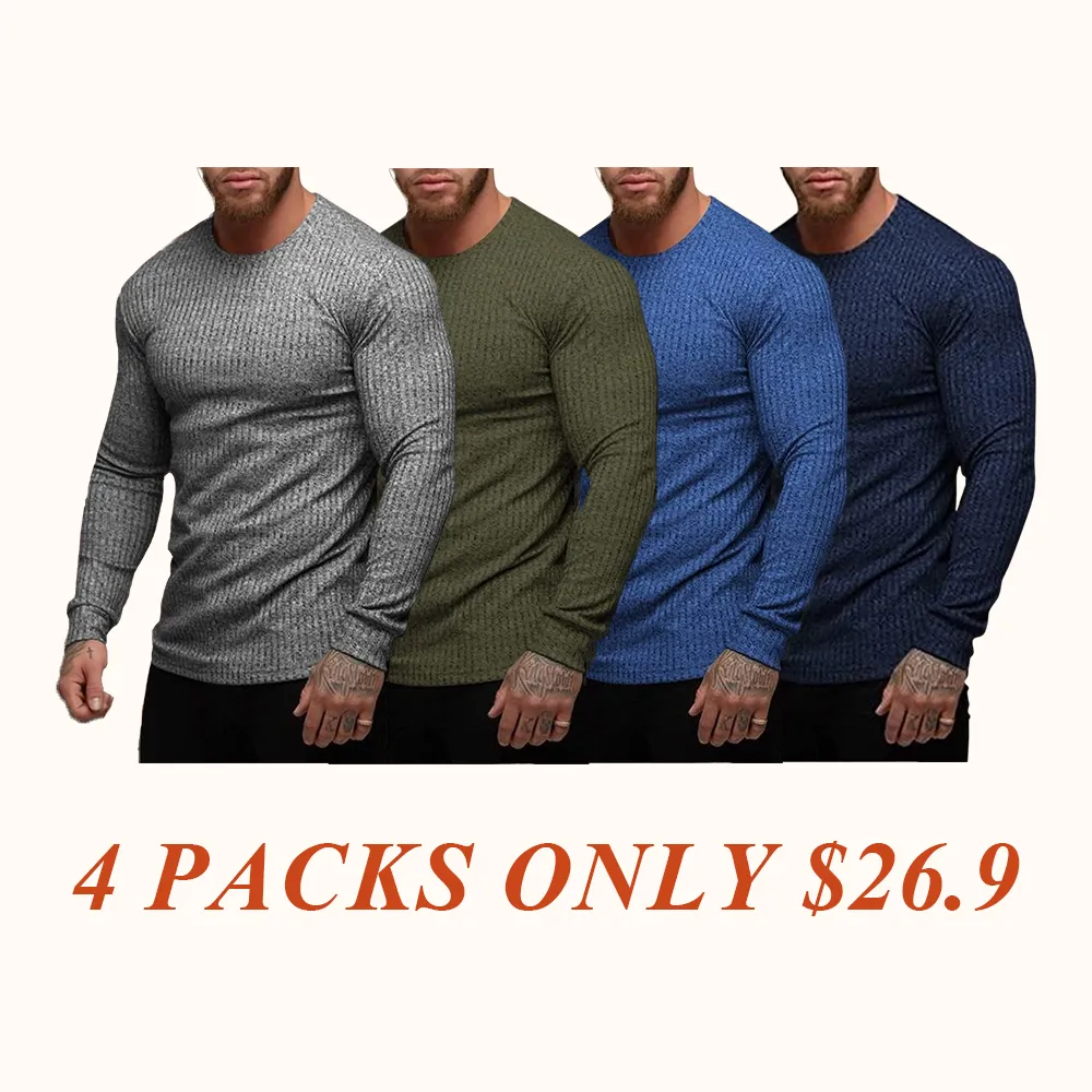 Men's Muscle T-Shirt Stretch Long Sleeve Gym Workout Bodybuilding Training Tee Shirts Casual Hipster Tops