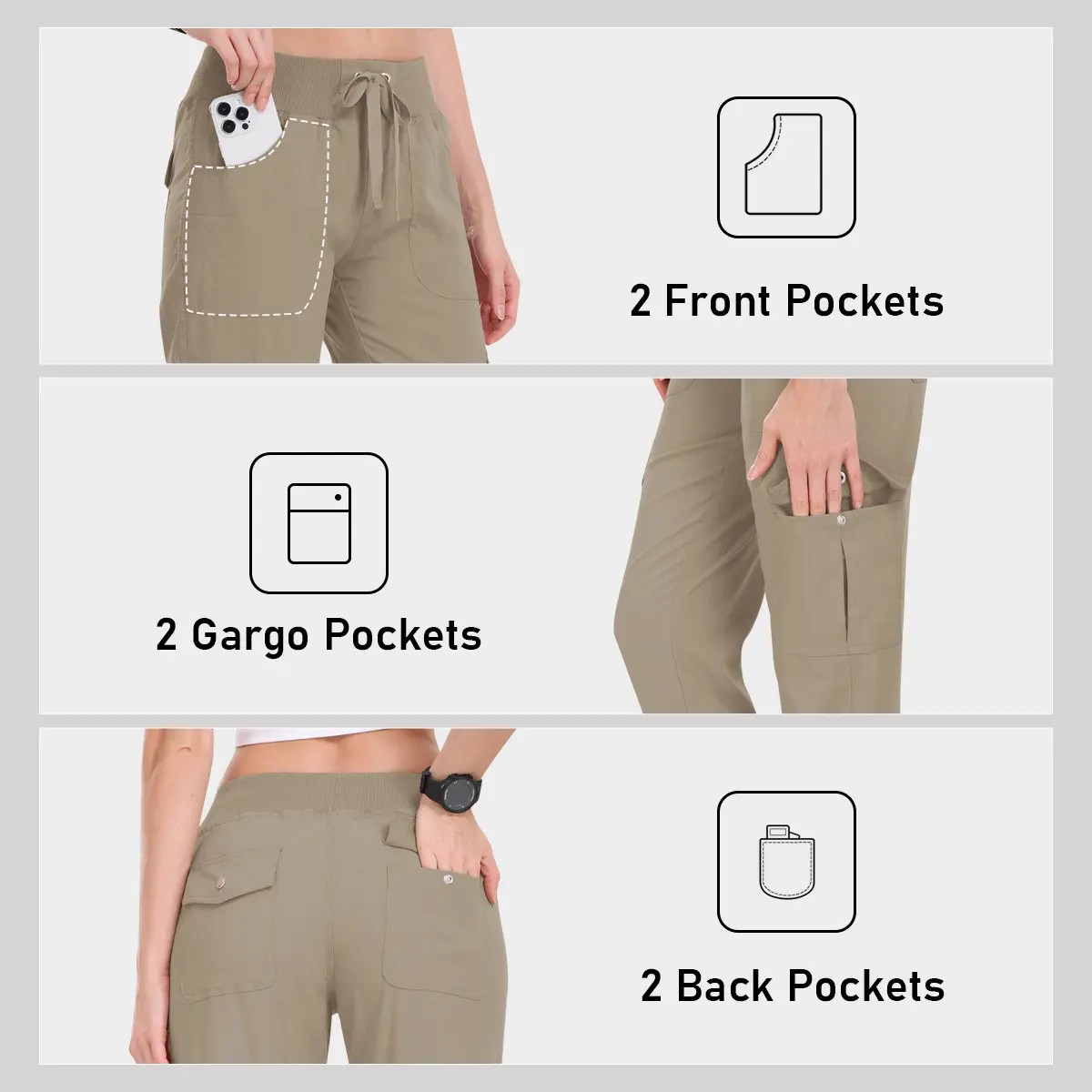 Women’s Lightweight Quick-Dry Hiking Cargo Joggers