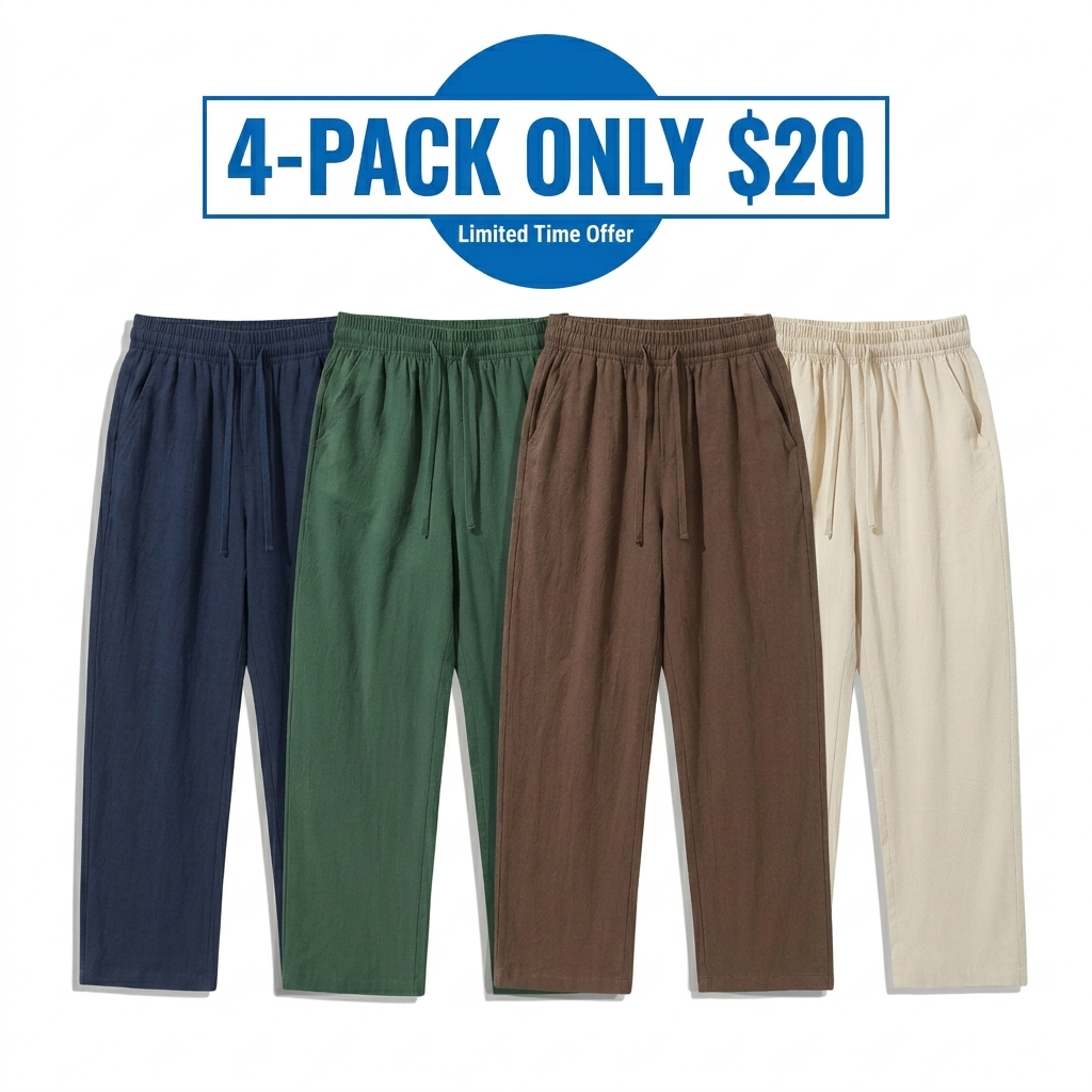 Unisex Cotton Linen Wide-Leg Summer Pants