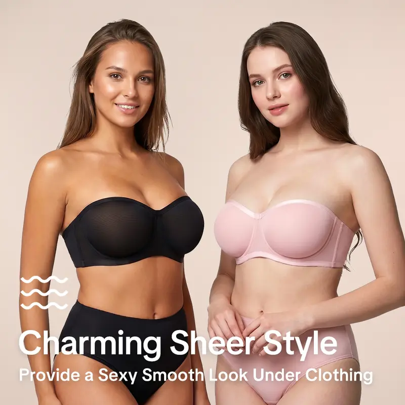 Women's 6-Pack Strapless Minimizer Bra – Convertible Bandeau Underwire Unlined for Large Bust