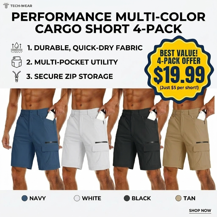 Men’s Quick-Dry Hiking Cargo Shorts – Lightweight Outdoor Utility Shorts