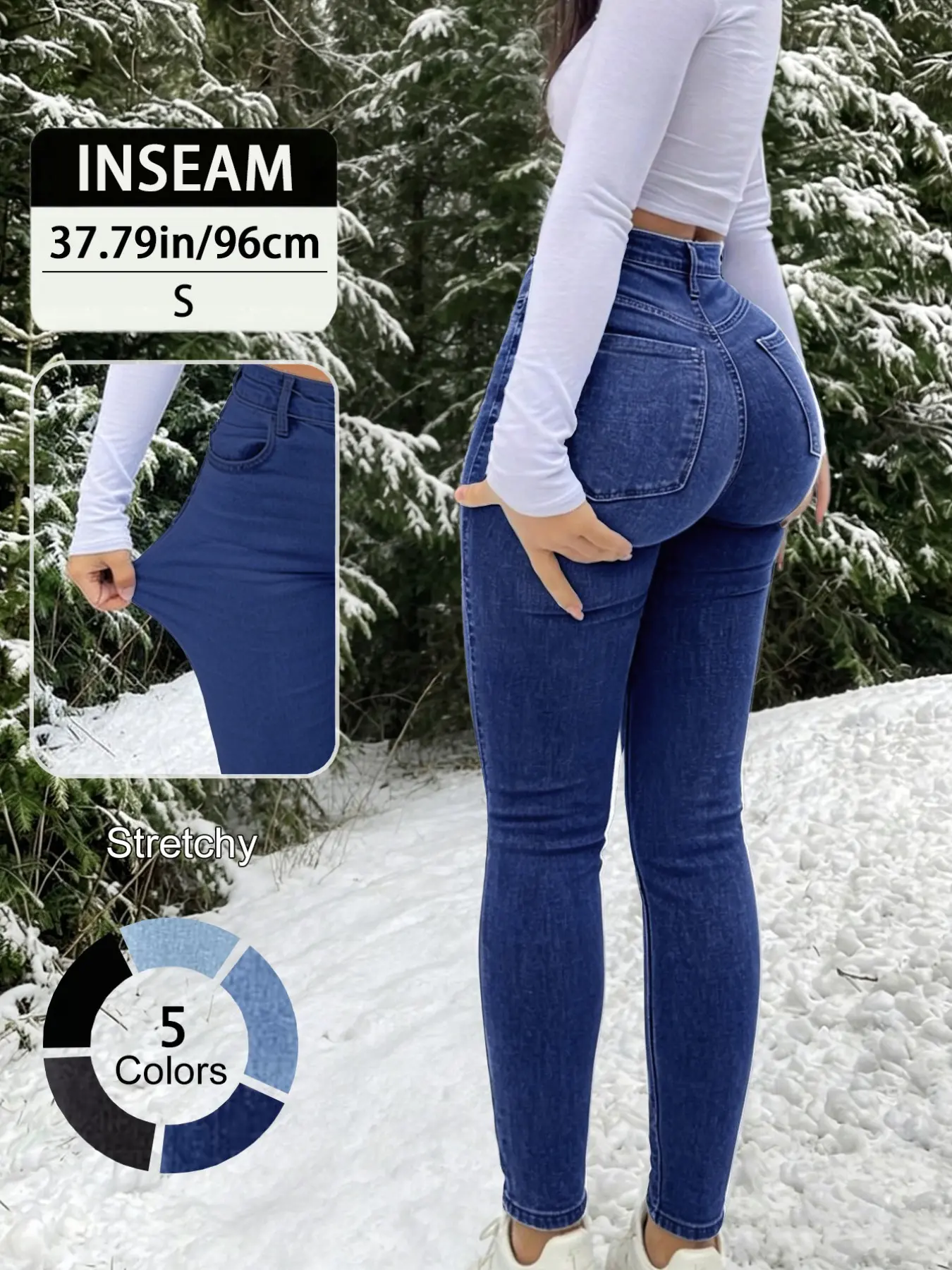Elegant High Waist Long Skinny Denim Jeans for Women