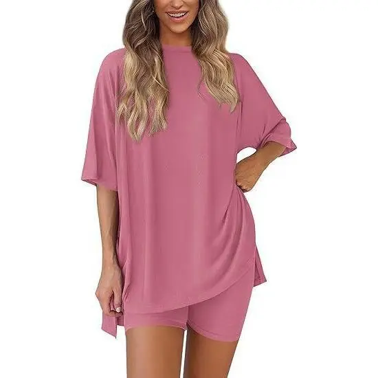 Women's Summer Casual Two-Piece Set: Minimalist Loungewear crafted from soft viscose fabric
