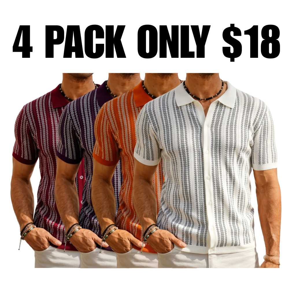 Men's Retro Button- Sweater Non-Stretch Shirt