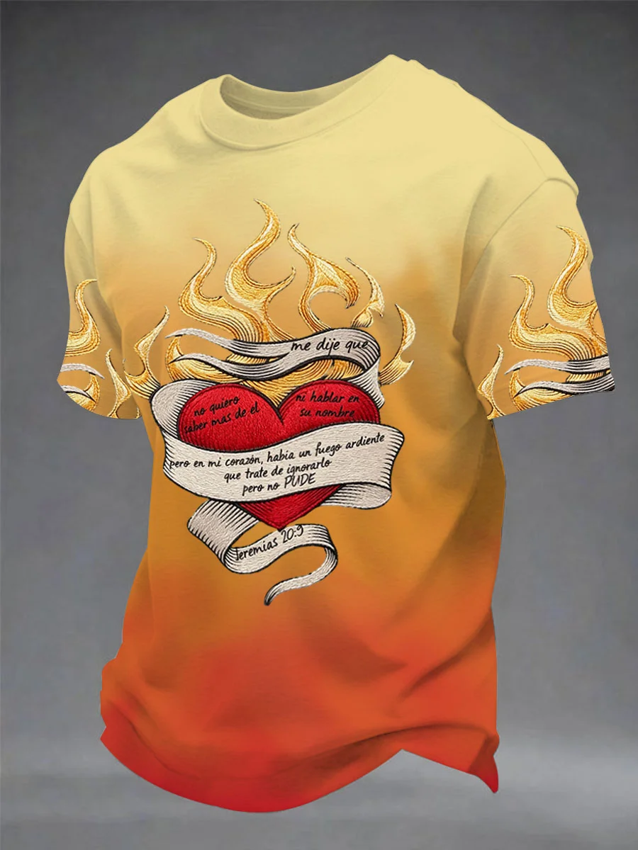 Men's Christian Jesus Cross Print Short Sleeve T-shirt