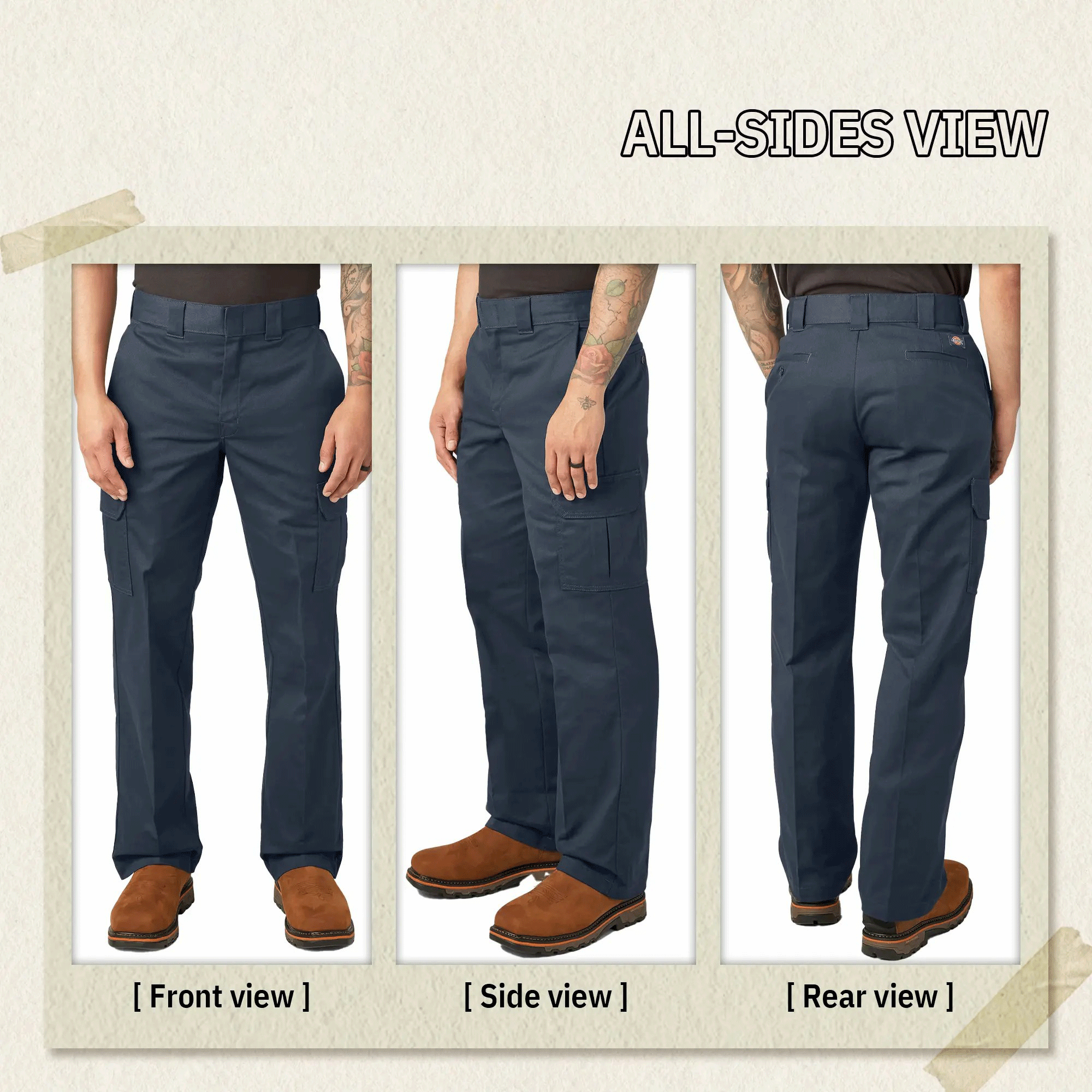 Men’s Relaxed Fit Cargo Work Pants, Wrinkle-Resistant Fabric, Easy-Care