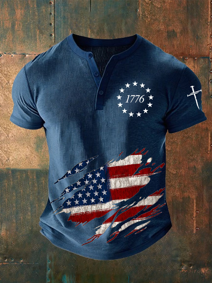 Women'S American Independence Day Printed Waffle Top