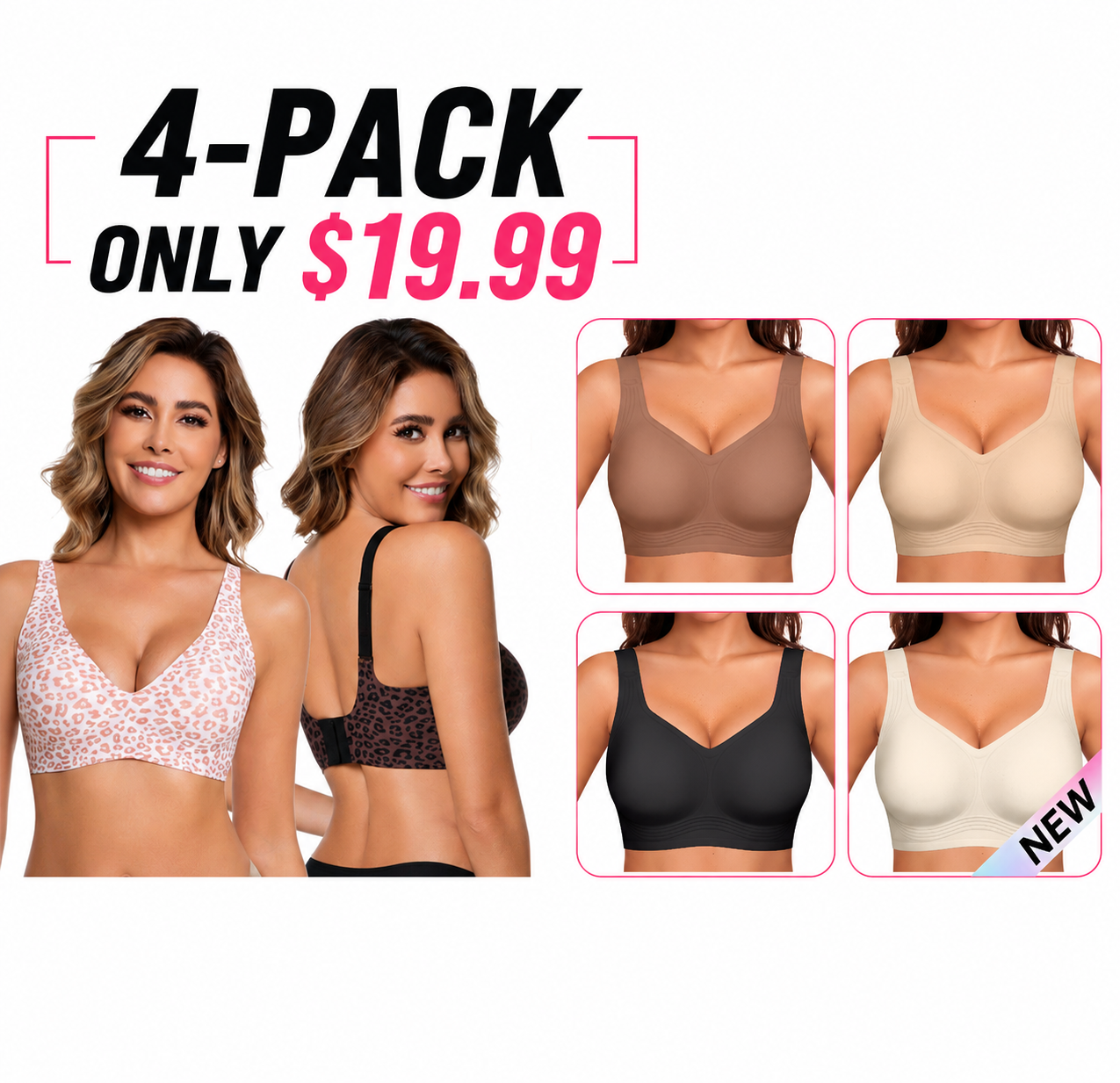 Women’s Wireless Push-Up Deep V Seamless Comfort Bra
