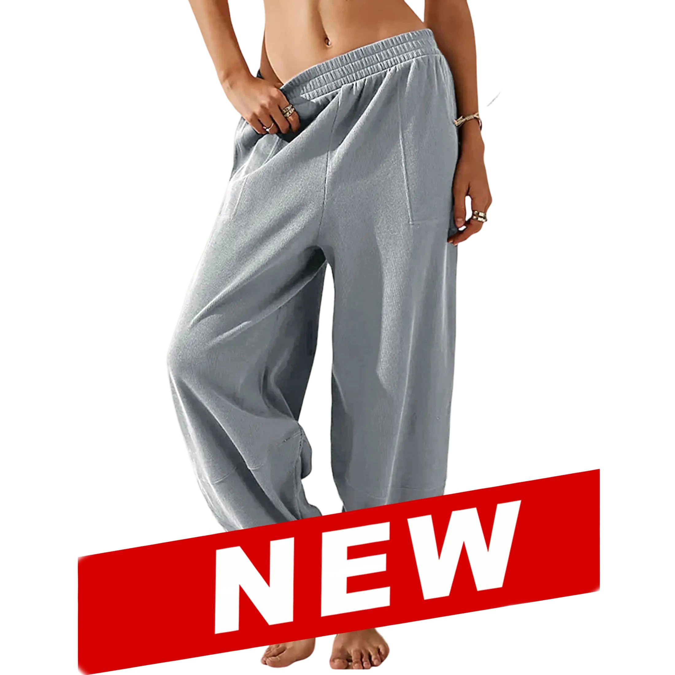 Women's Baggy Wide-Leg Pants - Casual, Elastic-Waisted, Bohemian Minimalist Basic Women's Clothes Bottom with Pockets,summerwins