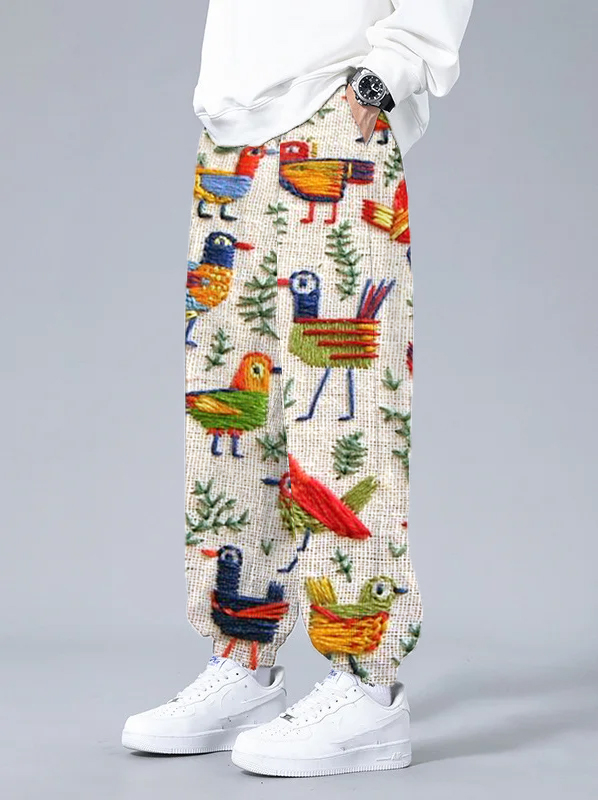 Men's Spring Forest Boho Bird Art Print Sweatpants