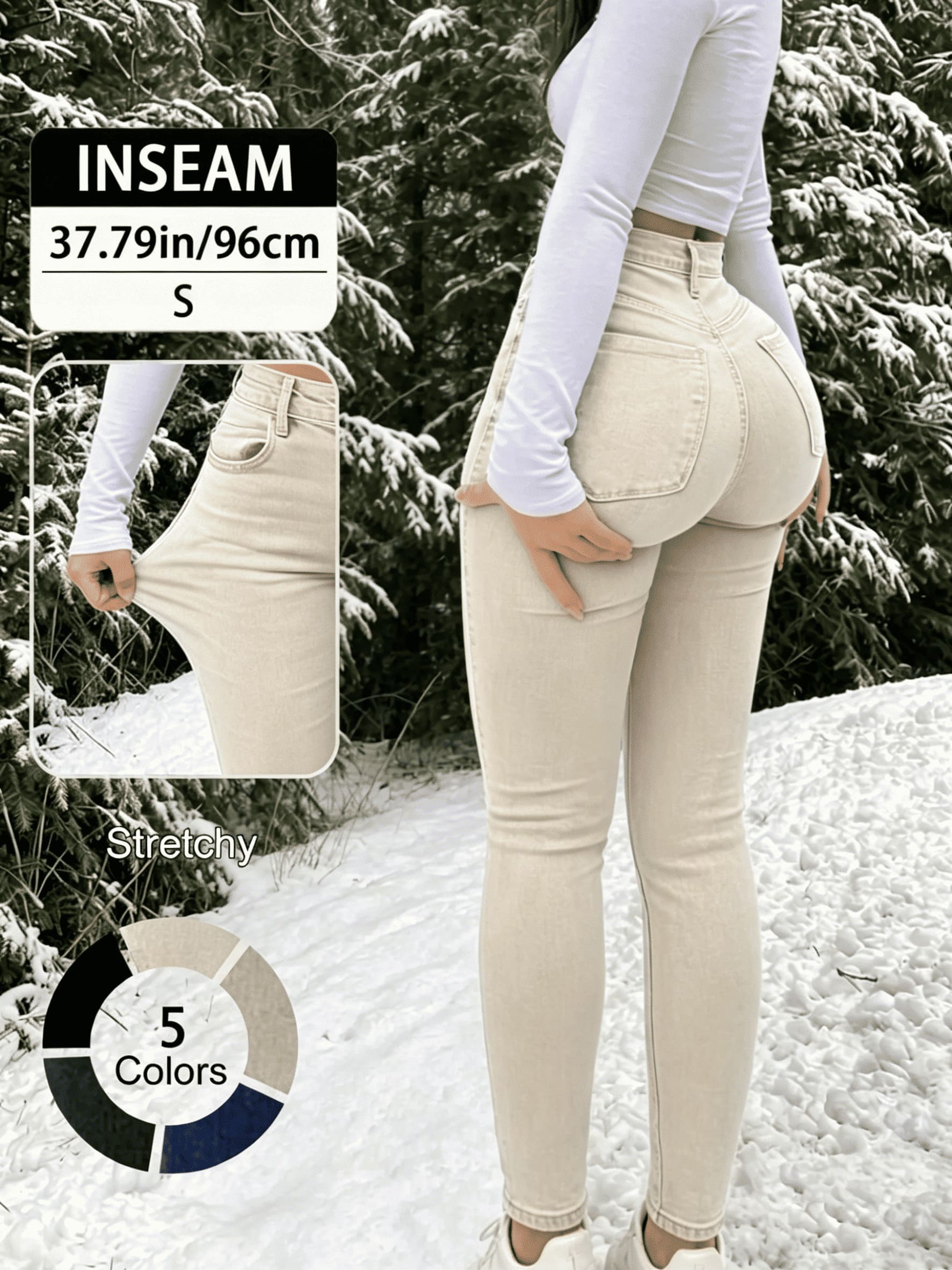 Elegant High Waist Long Skinny Denim Jeans for Women