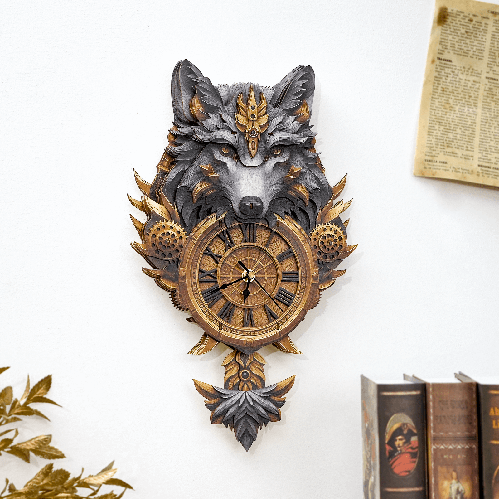 Gray WolfDIY Wooden Clock, 3D Puzzle Craft Kit