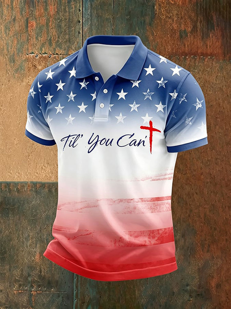 Men's Til You Can't Patriotic Cross Polo Shirt
