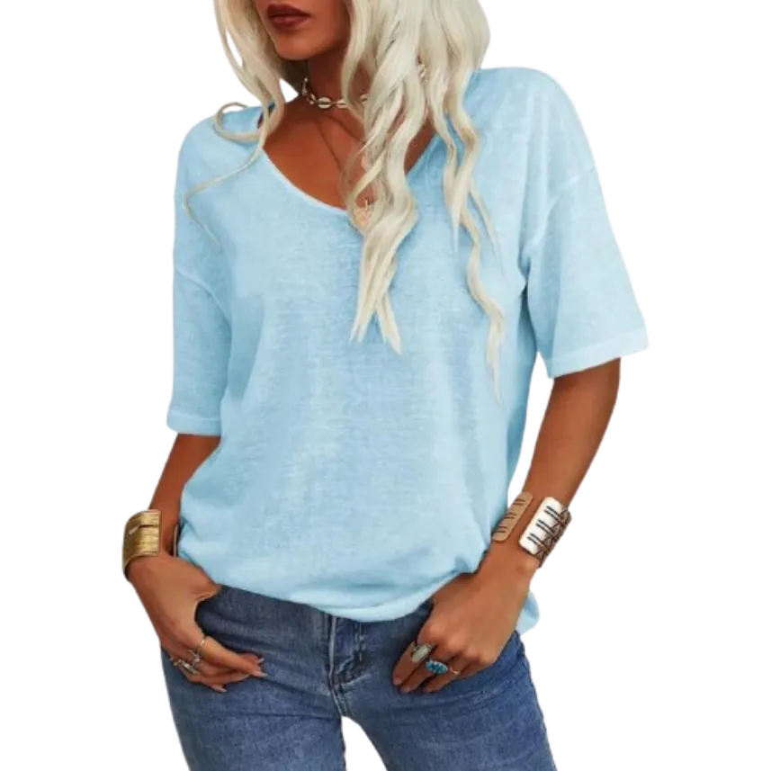 ✨Women's Solid Color V-Neck T-shirt [On Sale & Quick Ship!]