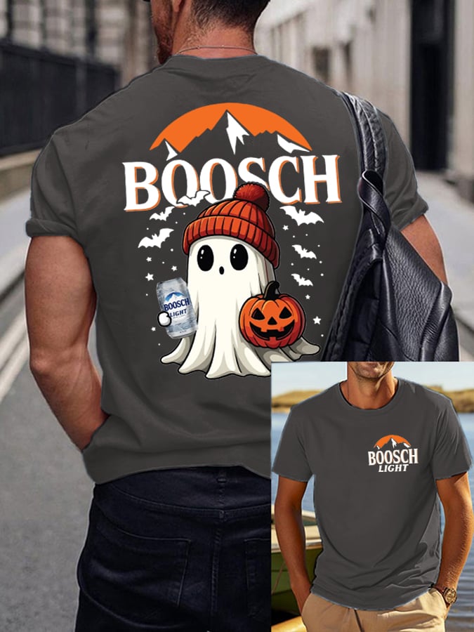 🔥Buy 2 Get 10% Off🔥Men'S  Retro Boosch Light Halloween Cute Ghost Pumpkin Printed Casual T-Shirt
