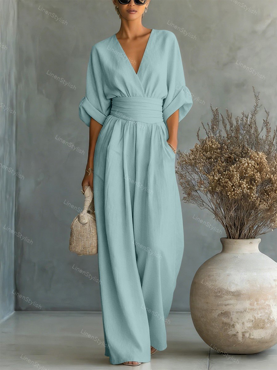 Essential V-neck Waist Jumpsuit Clearance Sale