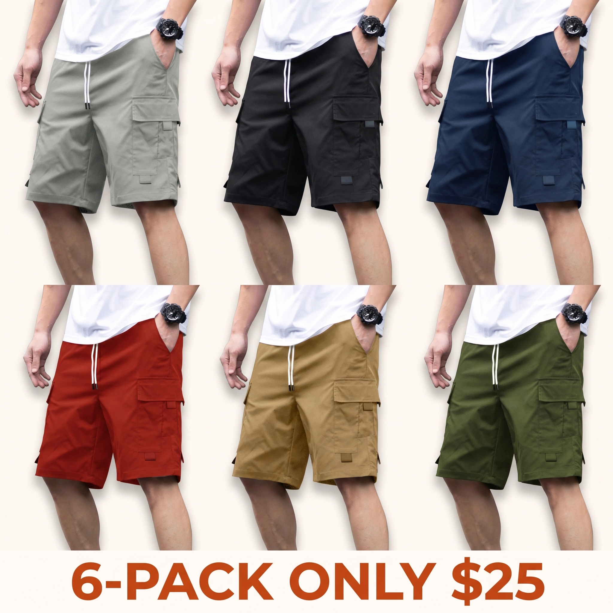 Men's Lightweight Cargo Shorts — New Summer Arrival: Drawstring Waist, Breathable Fabric