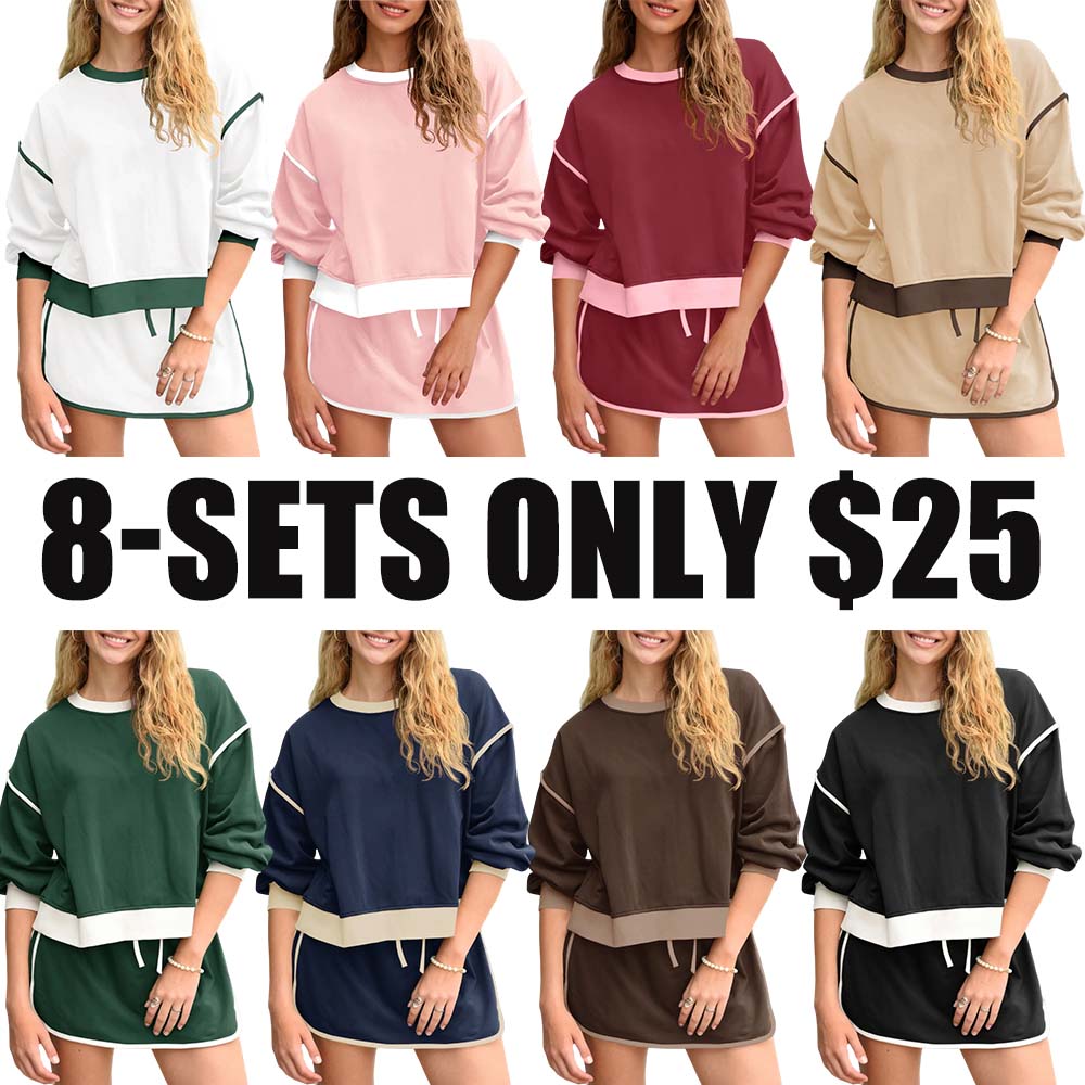Women's Sweatshirt & Skort Sweatsuit Set