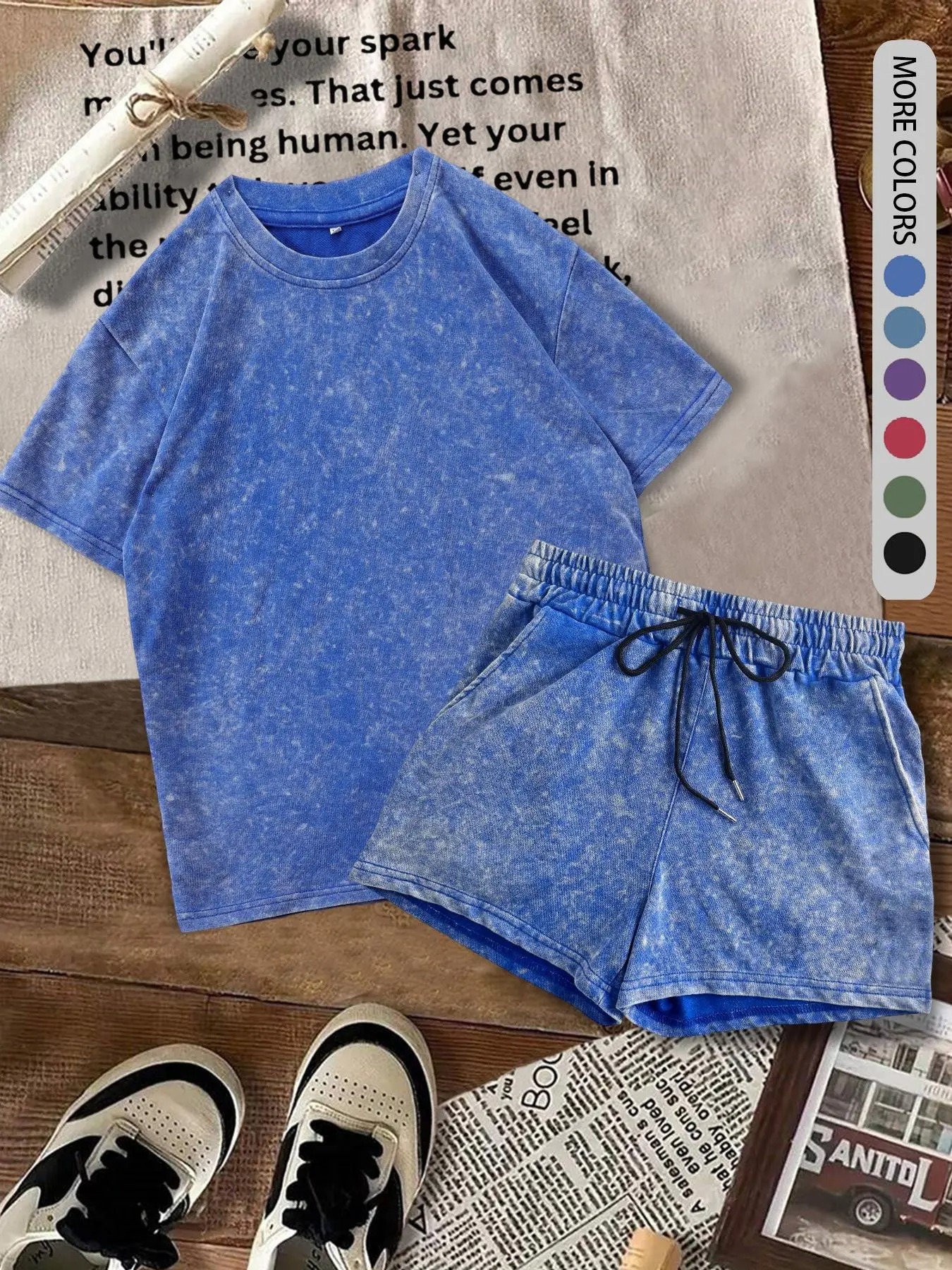 Women’s Denim-Effect Print Matching Set
