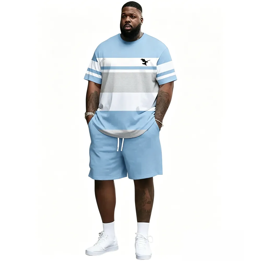 Men's Summer 2-Piece Set – Ultra-Breathable 3D Print Tee & Shorts, All-Day Comfort