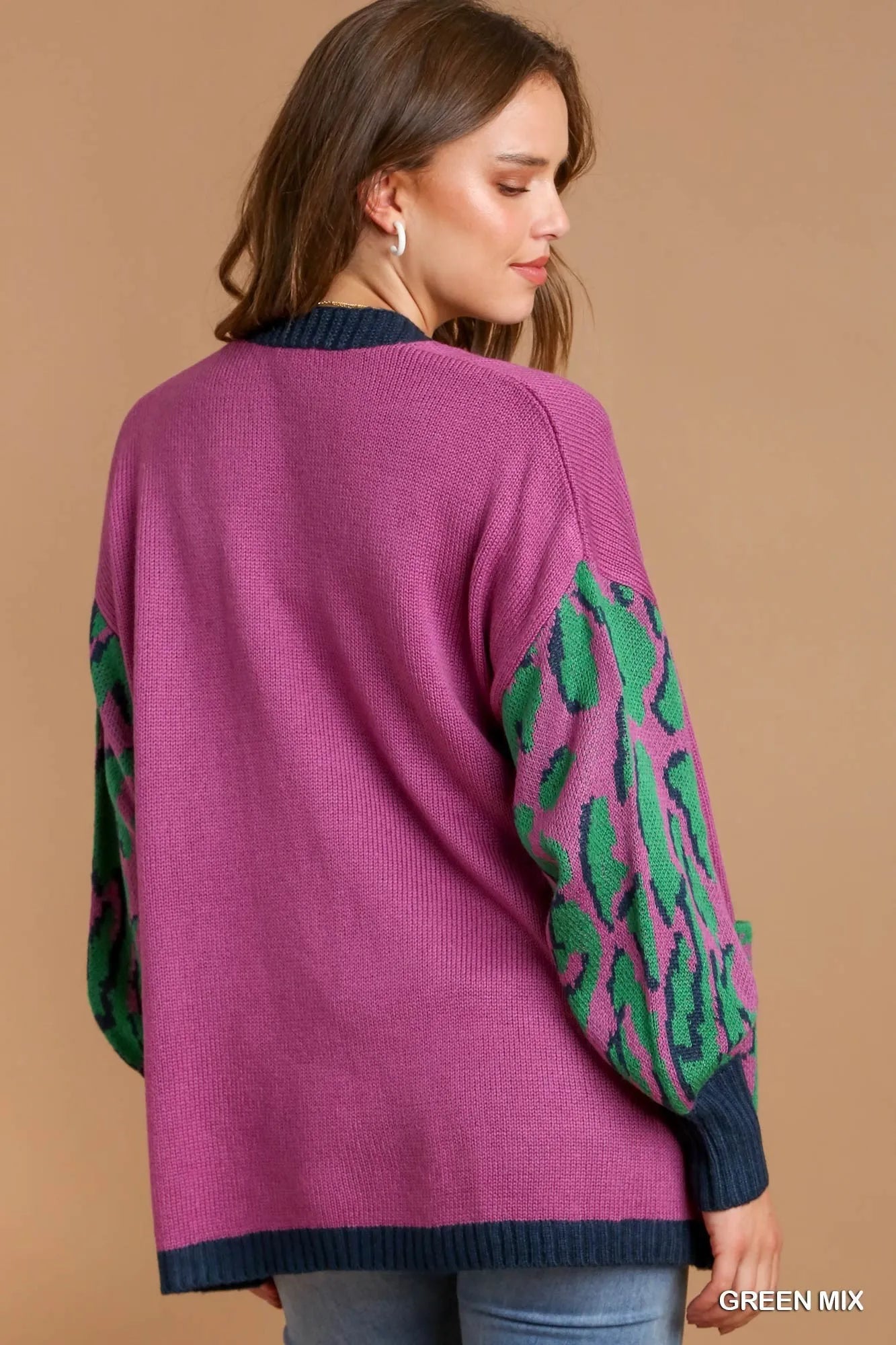 Leopard Print Open Front Sweater Cardigan