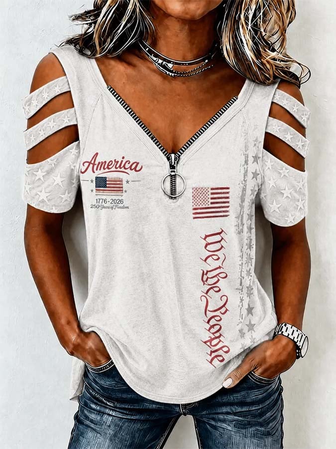 Women'S Casual Independence Day Printed Top