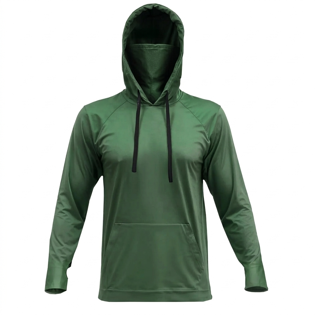 🔥Men's UPF 50 Hooded Long Sleeve Outdoor Shirt with Gaiter Lightweight Moisture Wicking Fishing & Construction Work Wear