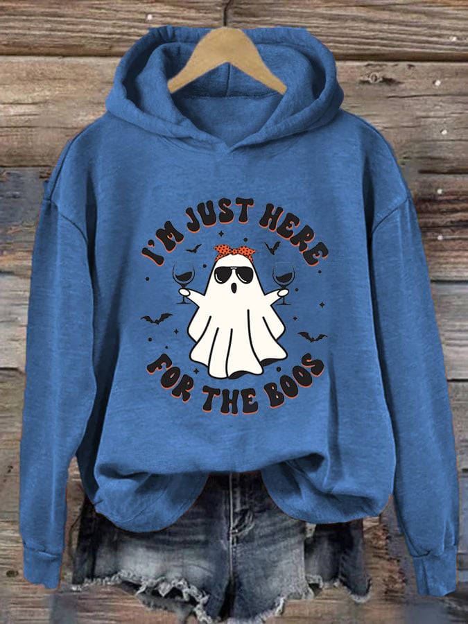 Women's Just Here for the Boos Ghost Halloween Casual Hoodie