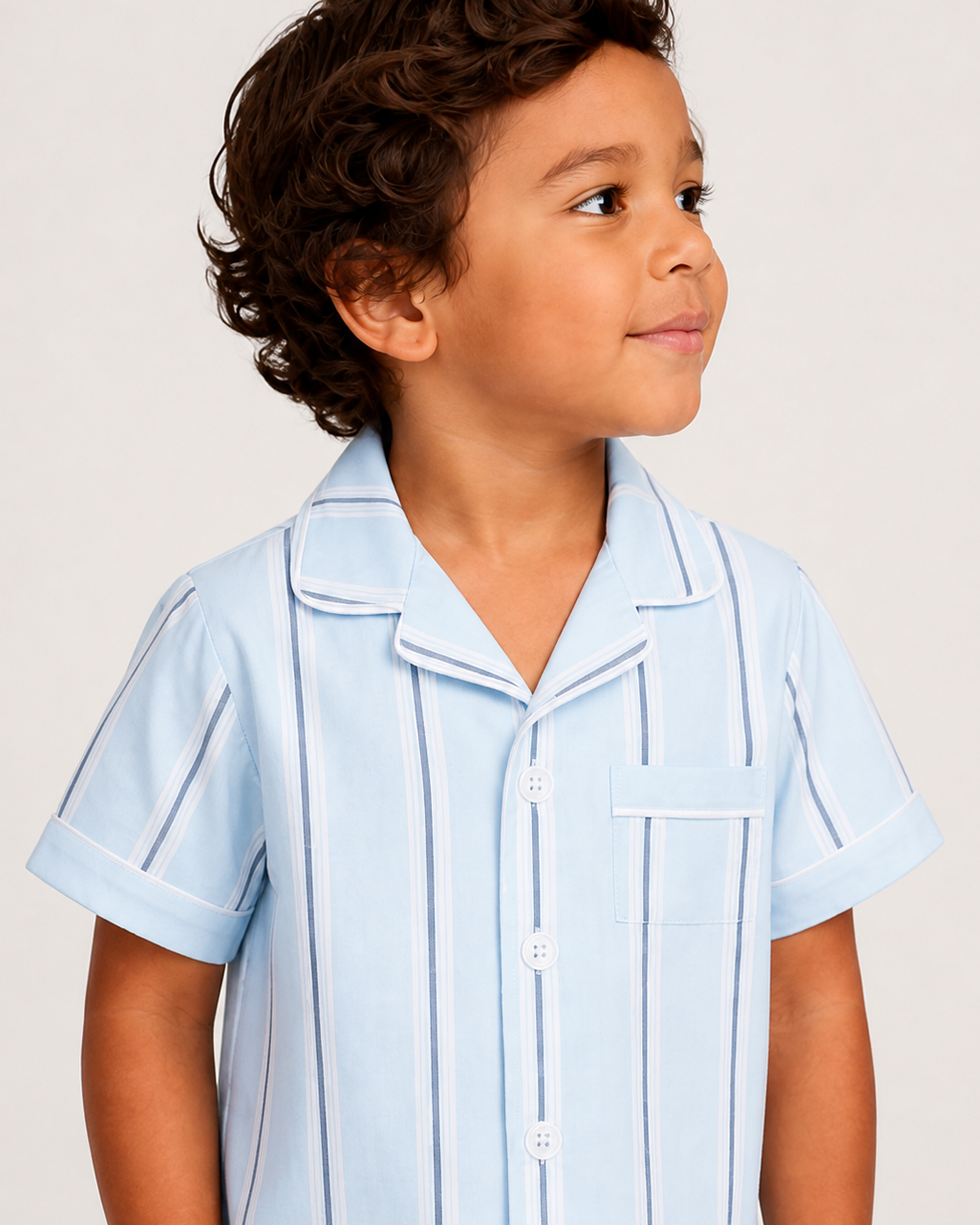 Kid's Twill Pajama Short Set in Coastal Stripe