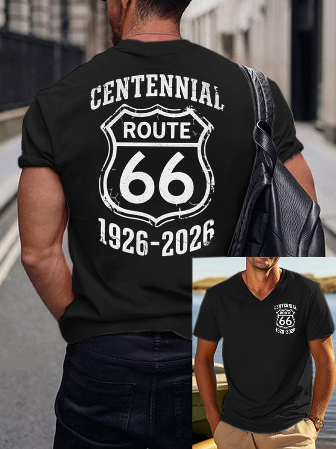 Men's 66 100th Anniversary Print Round Neck T-shirt