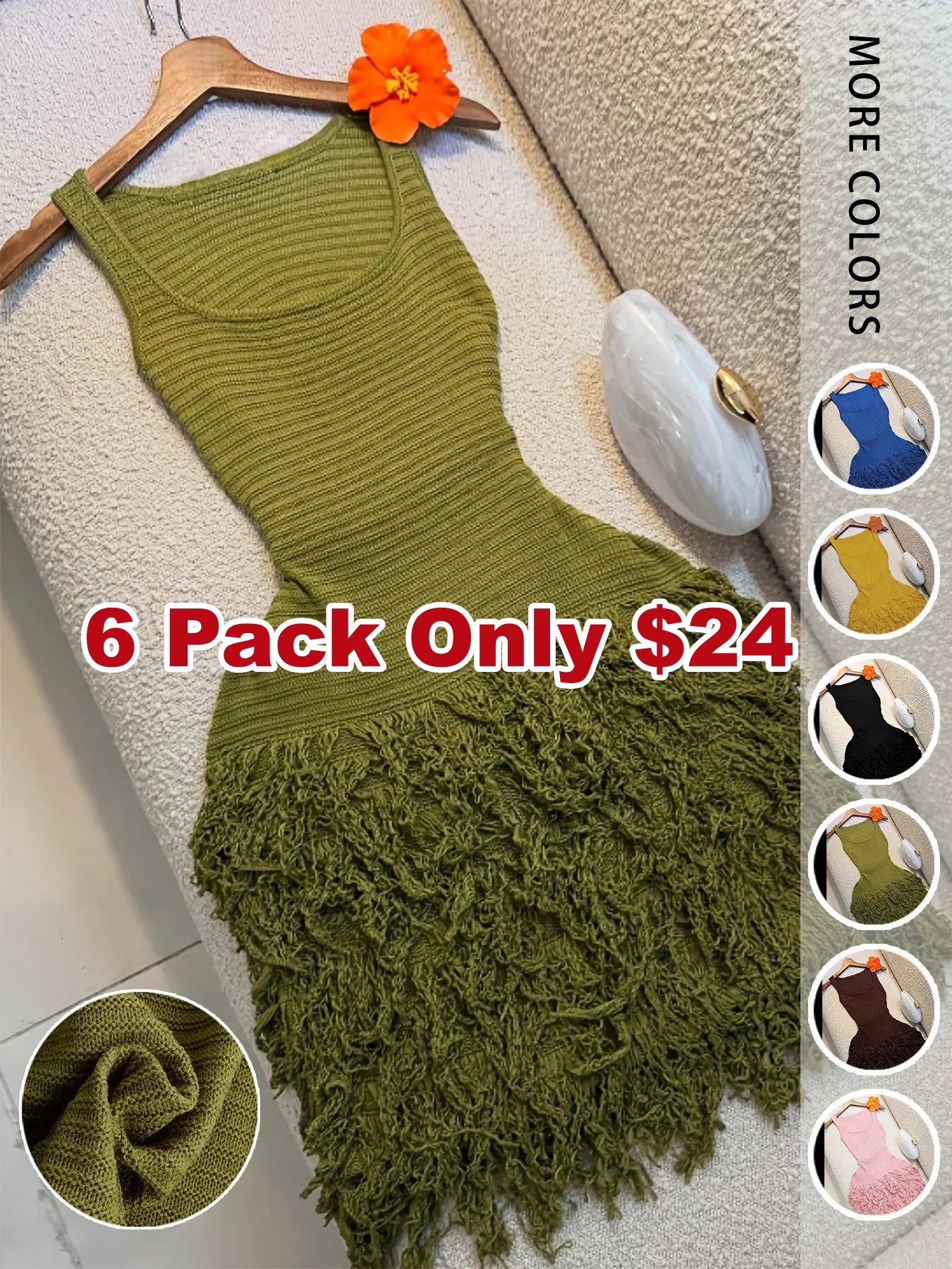 Elegant Knitted Bodycon Dress, Summer Vacation Fringe Skirt, Slim Fit Sleeveless Knit Vest Dress, Solid Round Neck Sweater Dress, Spring & Summer Women's Clothing