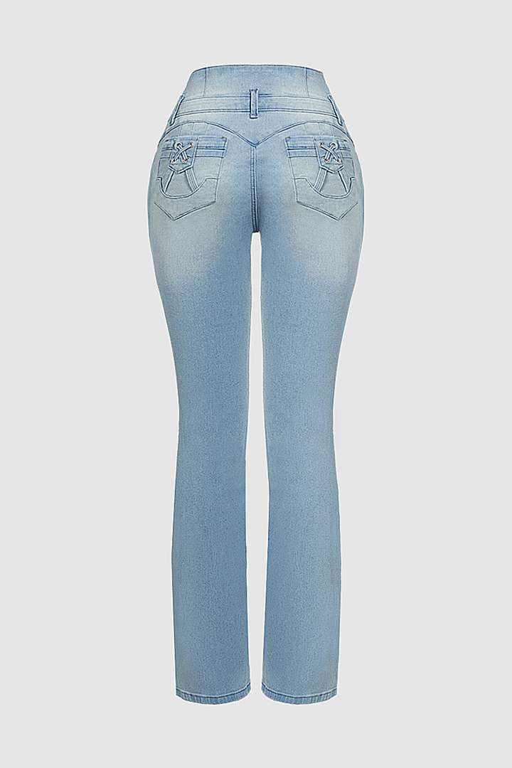 🔥High-Waist Button Fly Flare Jeans 7-Pack Only $24.99