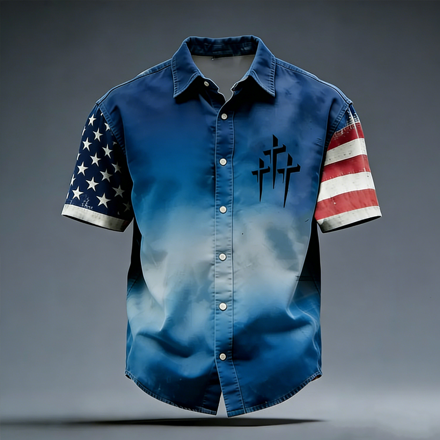 Men'S Flag Printed Casual Shirt