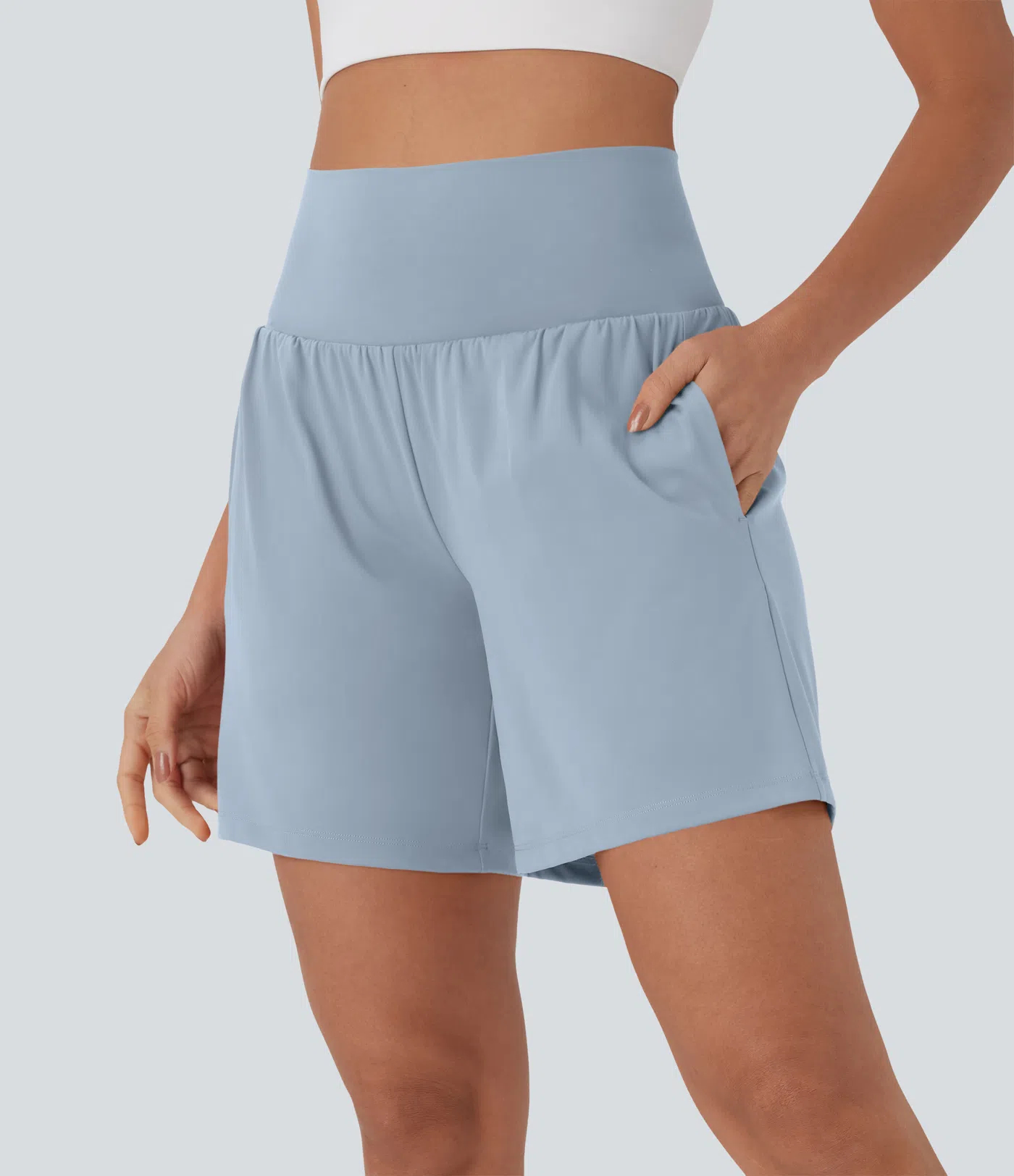 Women's 2-Piece Super High Waisted Back Pocket & Side Hidden Pocket 2-in-1 Yoga Shorts Set