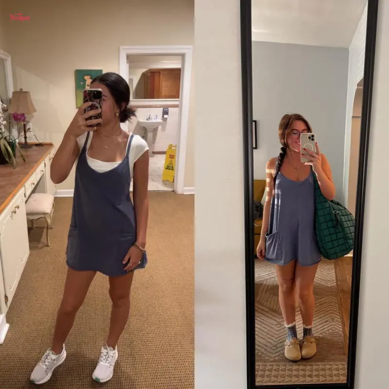 🔥🔥 Last Chance! 9 Pieces for $24.9, Today Only! 🔥Women's Sleeveless Mini Dress with Built-in Shorts – V Neck Spaghetti Strap Sundress, Workout Tennis Dress, Lazy Girl Summer Essential
