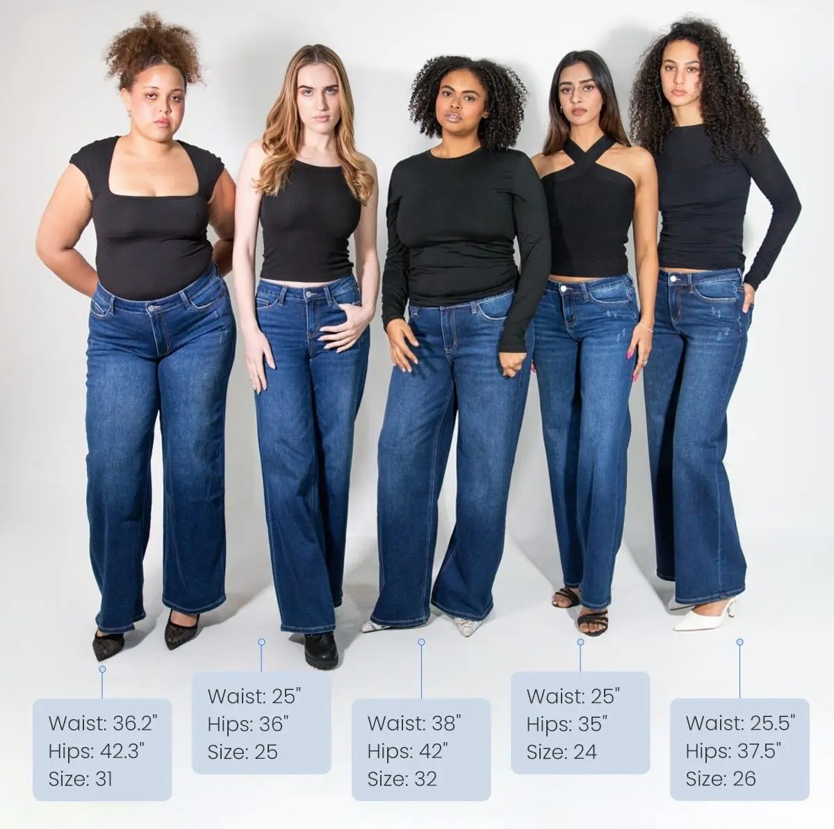 🔥🔥Women’s Mid-Low Rise Baggy Distressed Jeans – Stretchy Wide Leg Denim Pants