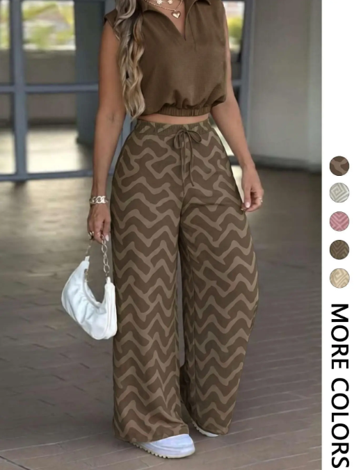 2-Piece Women's Casual Commuter Geometric Set