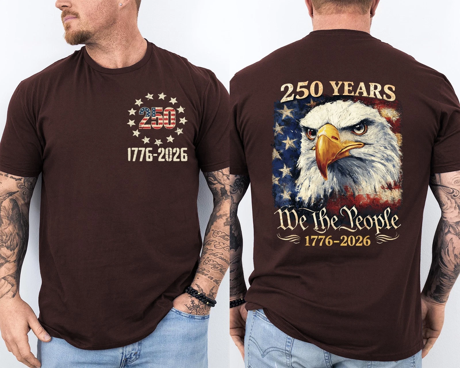 Men'S Casual American 1776-2026 Anniversary Printed Short Sleeved T-Shirt