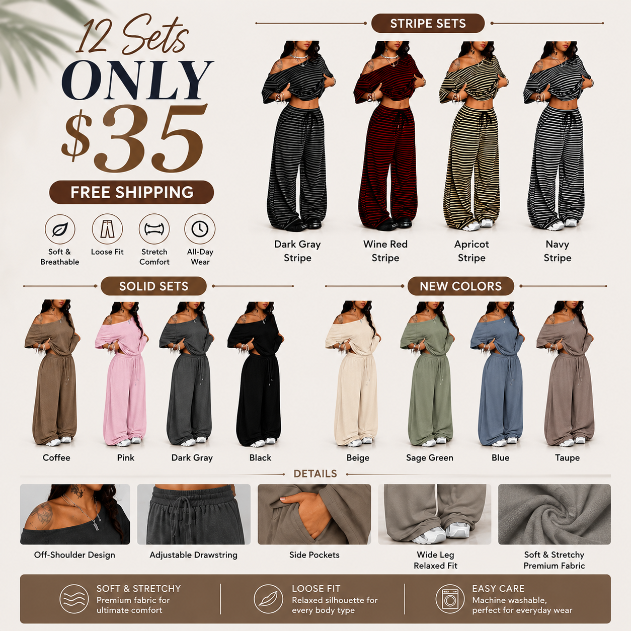 Women's Asymmetrical Neck 2-Piece Set