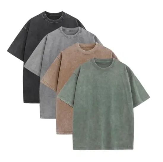 Unisex Gym Vintage Heavyweight T Shirts Cotton Workout Acid Wash Baggy Tees