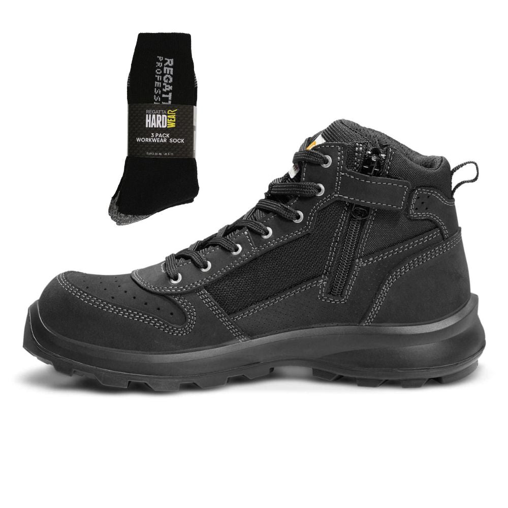 CHT Special Offer Michigan Work Boots F700919 Pack - Michigan S1P Composite Safety Toe Mid Sneaker Work Boots with Zip + 3 Pack Work Socks
