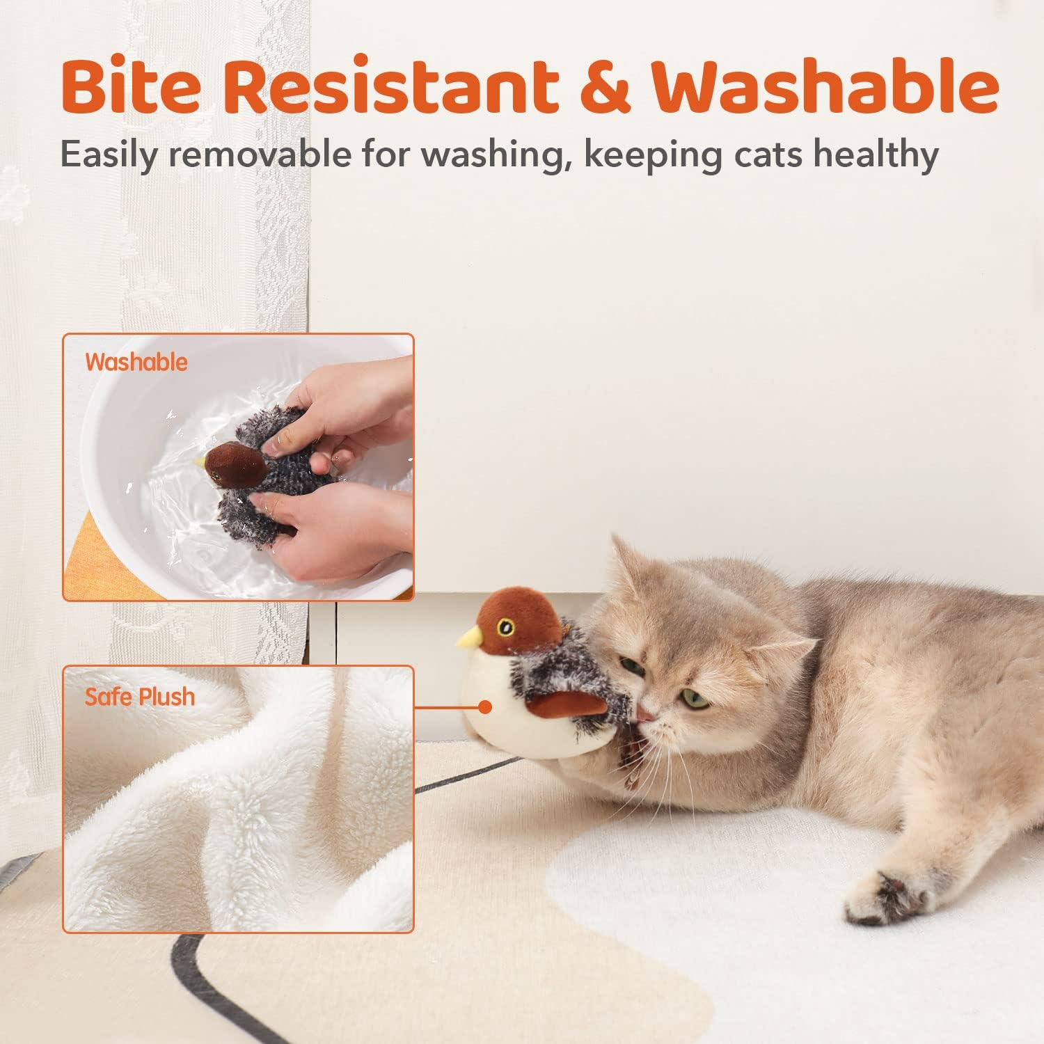Cat Toys Interactive Electric Flapping Bird with Squeak