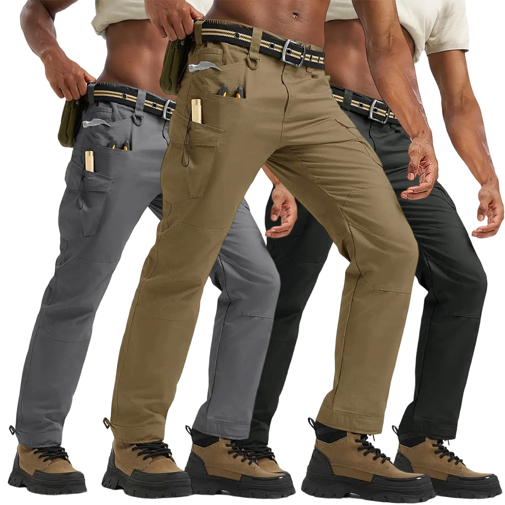 Men's Tactical Work Pants Multi-Pocket Water Resistant Cargo Pants Ripstop Hiking Military Construction Outdoor Pants 10 Pockets