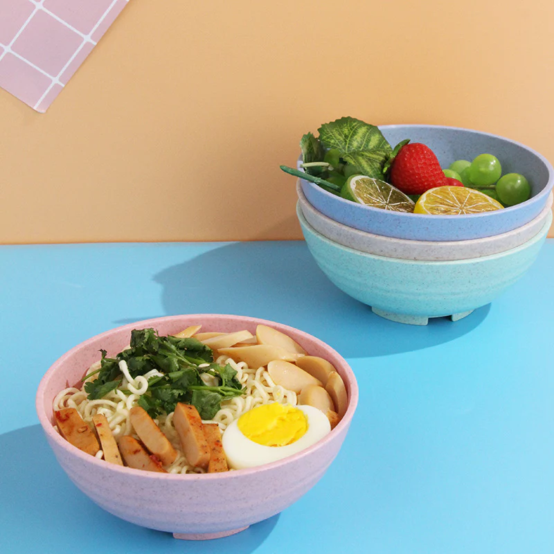 4PC Ribbed Wheat Straw Bowls