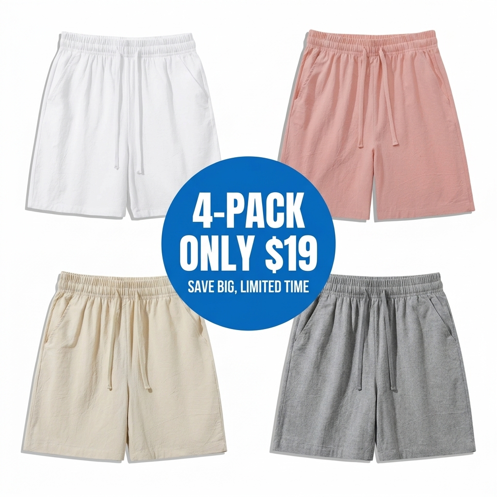 Unisex Cotton Linen Beach Shorts