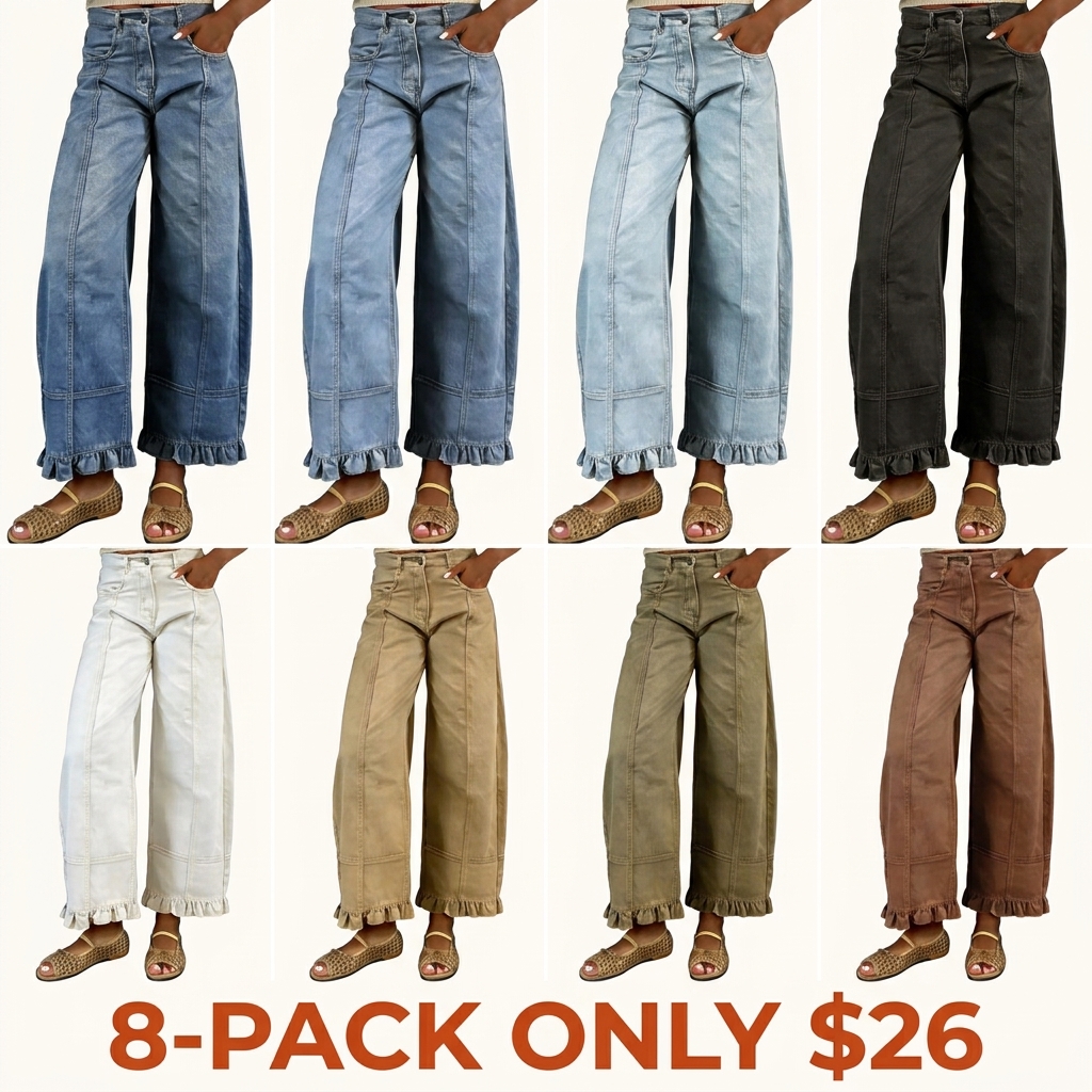 Women's Barrel-Leg Jeans 2026 Y2K Color-Block Loose Boyfriend-Fit Jeans