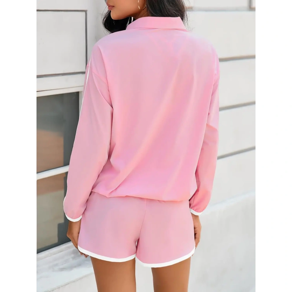 Long Sleeve Pullover & Shorts Casual Outfit