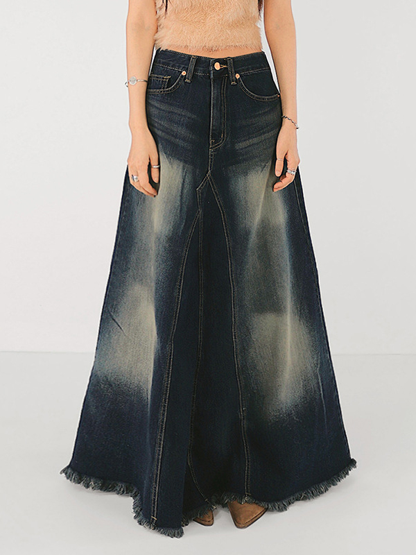 Patchwork Vintage Denim Skirt