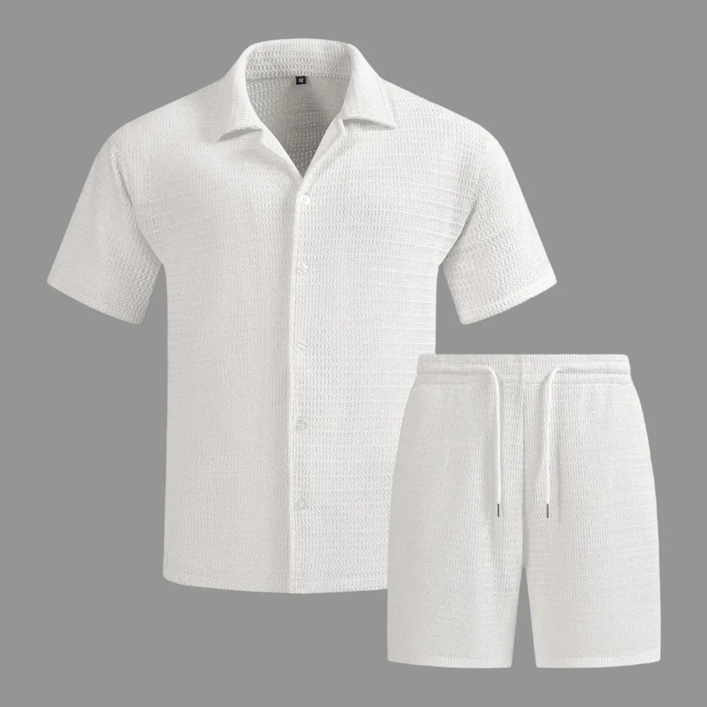 Men's solid color summer vacation suit, regular style